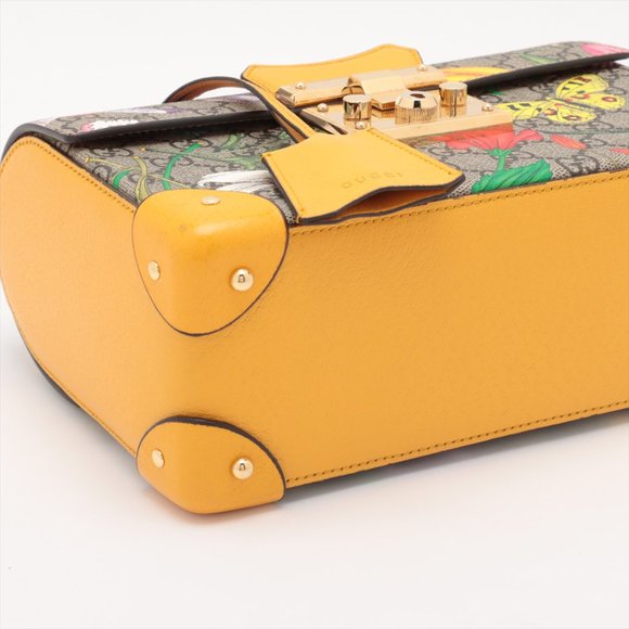 Gucci Bamboo GG flora PVC & leather 2way handbag Yellow 603221 - Picture 4 of 11